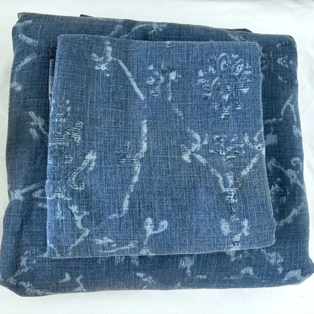 Restoration Hardware Italian Cotton Twin Duvet Cover Set – Blue Trellis
